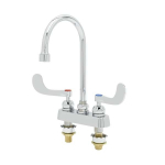 T&S Brass Faucet 4" c/c Deck Mount w/5¾ Gooseneck Nozzle & 4" Wrist-Action Handles