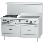 Garland U Series 60" Range with 4 Burners, 36" Griddle and Two Standard Ovens NG