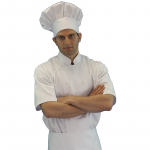 Levon Uniform Men’s Short Sleeve Chef Coat w/Plastic Buttons White Extra Large