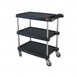 Metro myCart™ 3-Shelf 31"×19" Black Utility Cart