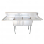 EFI 2-Compartment 24" Pot Sink with 24" Drain Board on Both Sides