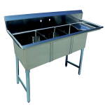 EFI 3-Compartment 18" Pot Sink with 24" Right-Side Drain Board