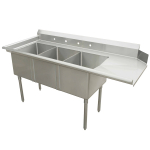 EFI Two-Compartment 24"×24" Pot Sink with Dishwasher Drainboard on Right