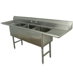 EFI 3-Compartment 21" Pot Sink with 24" Drain Boards on Both Sides