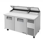 True® 67" Double Solid Door Pizza Prep Table with Split Angled Top