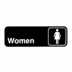 Vollrath 3" × 9" Black English Symbol 'Women' Restroom Sign