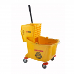 Winco Mop Bucket & Wringer 35qt Yellow Sidepress