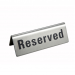 Winco Stainless Steel Tabletop Tent "Reserved" Sign
