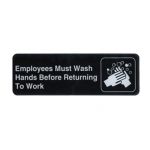 Winco 3" × 9" Information Sign "Employees Must Wash Hands..."